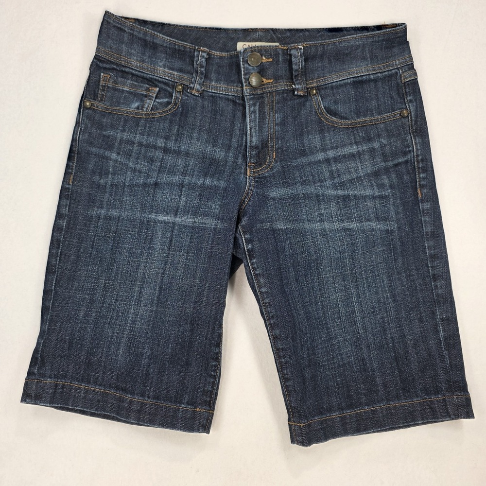 Cabi Bermuda Shorts Dark Wash Stretch Denim Casual Womens Size 6 Style #424